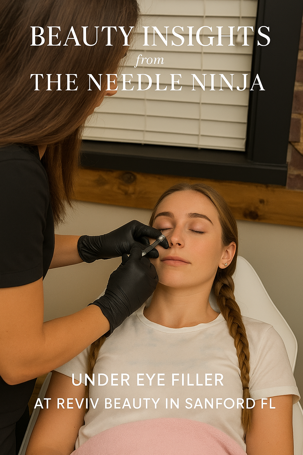 Under eye filler treatment at Reviv Beauty in Sanford FL performed by Kristen-Anne Thomas, FNP-BC, also known as The Needle Ninja.