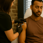 Close-up of IM vitamin booster shots offered at Reviv Beauty Med Spa in Sanford including B12, Biotin, and Glutathione