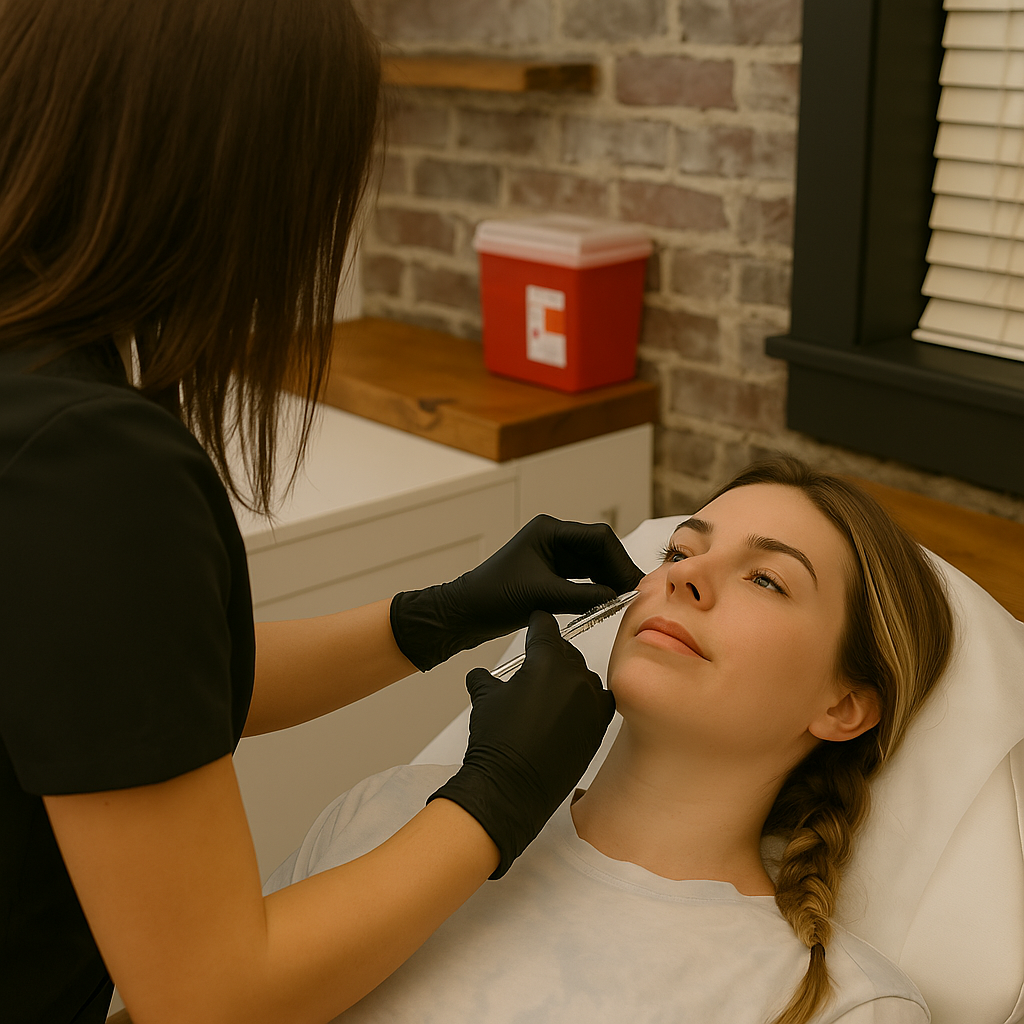 Injectable Skin Booster Orlando | RevivGLOW Treatment 1 Client receiving RevivGLOW injectable skin booster Orlando, focusing on cheek hydration and natural skin rejuvenation.