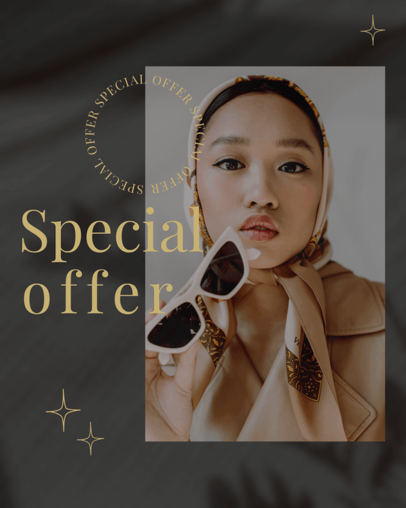 Luxury black and gold background design for Reviv Beauty Med Spa’s specials page, used as a hero image behind text and call-to-action.