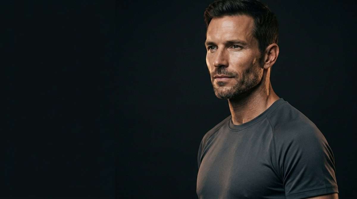 Fit athletic man with a defined jawline representing gym face treatment for men in Sanford FL